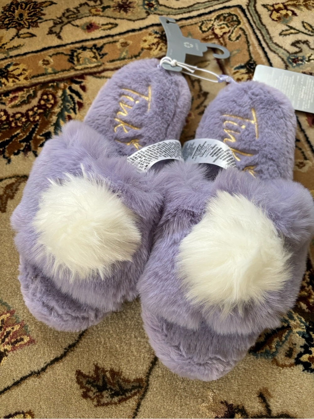 Disney WDW Tinkerbell lavender magical plush slippers